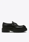 Prada Double Chocolate Triangle Logo Loafers In Black