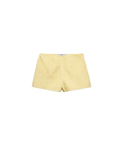 Prada Double Cotton Shorts In Yellow
