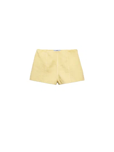Prada Double Cotton Shorts In Yellow