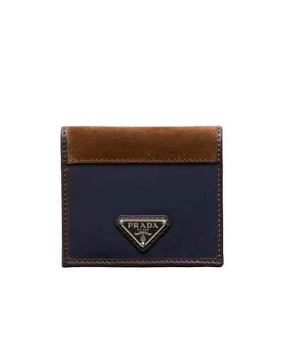 PRADA PRADA LOGO PLAQUE TWO-TONE CARD HOLDER