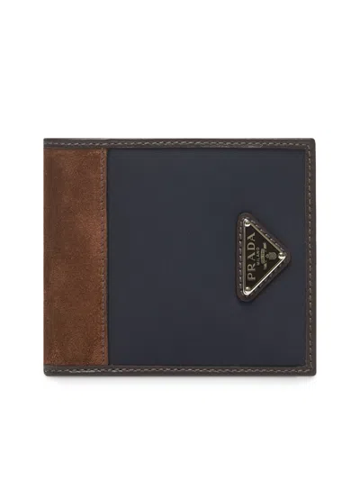 PRADA PRADA LOGO PLAQUE TWO-TONE BI-FOLD WALLET