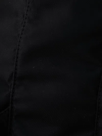 Pre-owned Prada Double Front Pocket Re-nylon With Leather Medium Backpack In Black