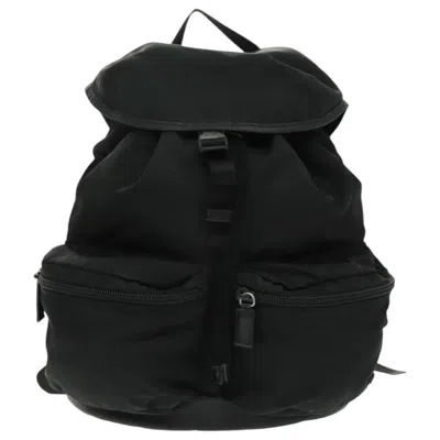 Pre-owned Prada Double Front Pocket Tessuto Black Nylon Backpack Bag ()