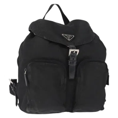 Pre-owned Prada Double Front Pocket Tessuto Black Nylon Backpack Bag ()