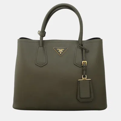 Pre-owned Prada Double Handle Green Tote Bag