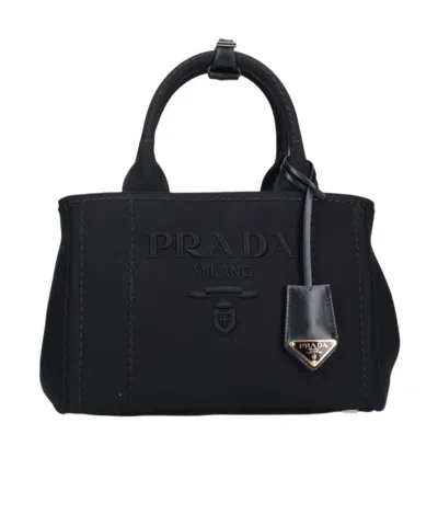Prada Double Handle Shoulder Bag In Black