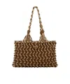 Prada Dual Color Mesh Tote Bag In Brown