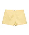 Prada Logo Patch Double Mini Shorts In Yellow