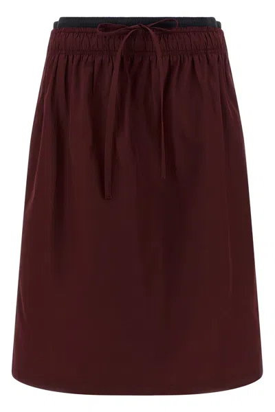 Prada Double Layer Elastic Skirt In Brown