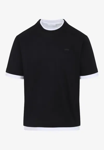 Prada Double-layer Short-sleeved T-shirt In Black