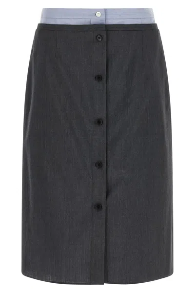 Prada Double Layer Skirt In Gray