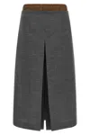 Prada Double Layer Skirt In Gray