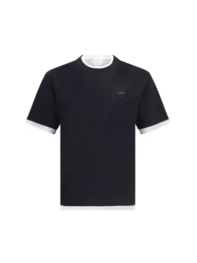 Prada Double Layer T-shirt In Black