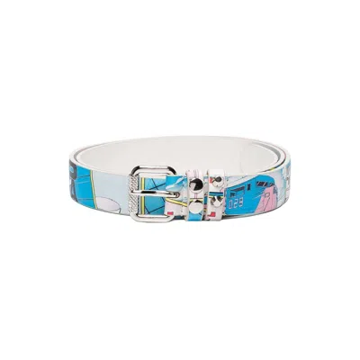 Pre-owned Prada Double Leather Comic Print Belt - Size 36/90 In Multicolor
