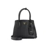 Prada Double Leather Handbag In Black
