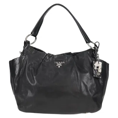Pre-owned Prada Double Leather Tote Bag () In Black