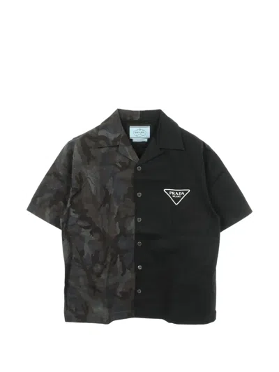 Pre-owned Prada Double Match Camouflage-print Shirt In Blue