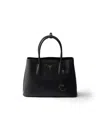 Prada Double Medium Saffiano Leather Bag In Black