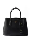 Prada Double Medium Saffiano Leather Bag In Black