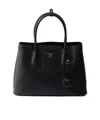 Prada Double Medium Saffiano Leather Bag In Black