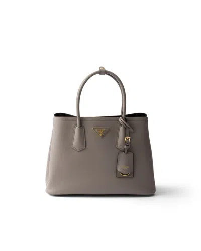Prada Double Medium Saffiano Leather Bag In Gray