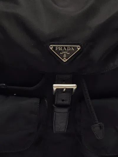 Pre-owned Prada Double Pocket Backpack In Black