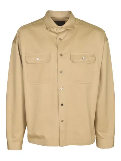 Prada Double-pocket Cotton Shirt In Neutral