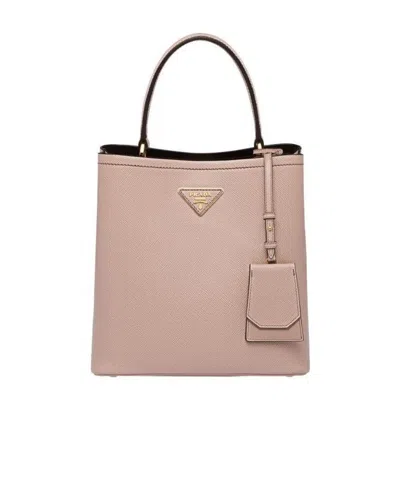 Prada Medium Saffiano Leather  Panier Bag In Nude