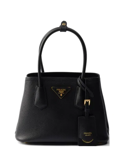 Prada Double Saffiano Leather Mini-bag In Black