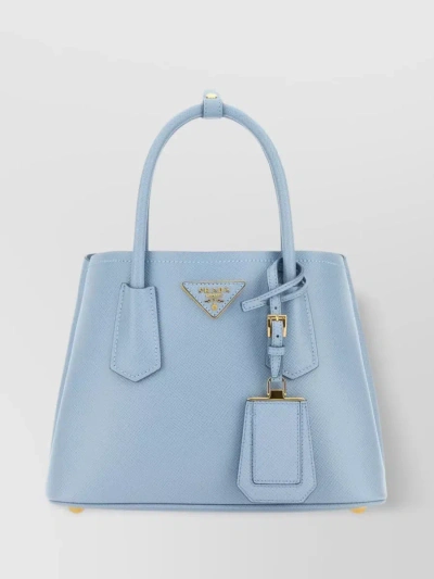 Prada Saffiano Leather Shoulder Bag With Detachable Strap In Blue