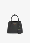 Prada Double Saffiano Leather Tote Bag In Black