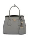 Prada Double Saffiano Leather Tote Bag In Grey