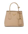 Prada Double Saffiano Leather Mini Bag In Nude