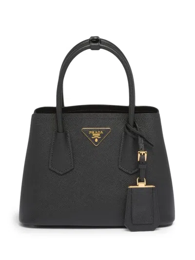Prada Womens Black Double Saffiano Mini Leather Top-handle Bag