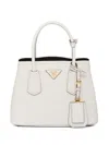 Prada Double Saffiano Leather Tote Bag In White