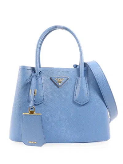 Pre-owned Prada Double Saffiano Tote Bag In Blue