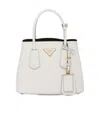 Prada Double Saffiano Leather Tote Bag In White / Black