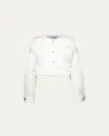 Prada Double Satin Cropped Jacket In Bianco
