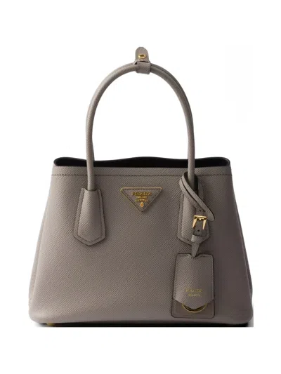 Prada Double Small Saffiano Leather Bag In Orange