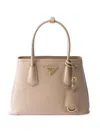 Prada Double Small Saffiano-leather Bag In Neutral
