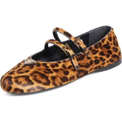 Prada Double Strap Genuine Calf Hair Mary Jane Flat