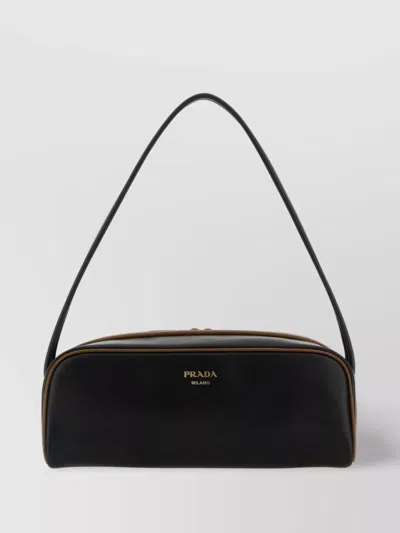 PRADA DOUBLE STRAPS LEATHER SHOULDER BAG