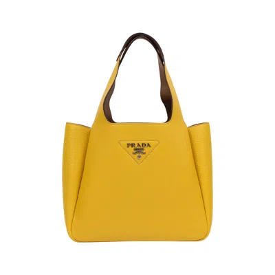 Pre-owned Prada Double Top Handle Medium Handbag 'yellow' | Women's Size Onesize
