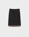 Prada Double Tweed Midi-skirt In Black