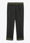 Prada Forest-green Trousers With Double Waistband In Gray