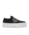 Prada Double Wheel Sneaker Aus Gabardine-re-nylon In Black