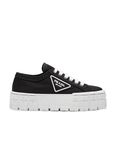 Prada Double Wheel Thick-soled Nylon Gabardine Trainers In Black