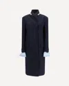 Prada Double Wool Coat In Blue