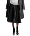 Prada Double Wool Midi-skirt In Black