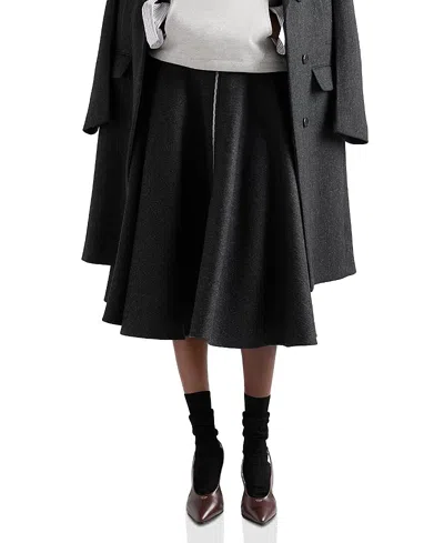 Prada Double Wool Midi-skirt In Black
